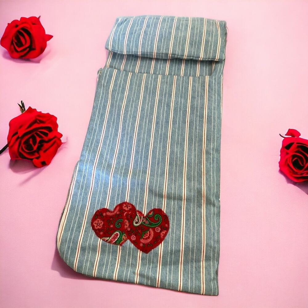 American Handmade Sleeping Bag for 18 in Girl Doll Blue White Red Hearts Zips